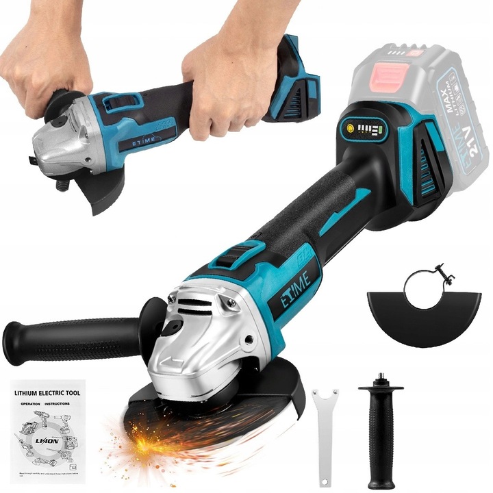 Polizor unghiular, 1000W, 125mm, fara acumulator, albastru + negru, set complet