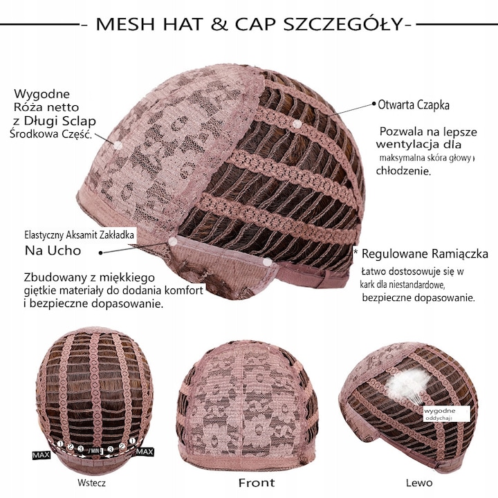 Peruca Dama, Ciemna Bruna, Lungime 61cm, Cu Breton, Set Peruca si Caciula