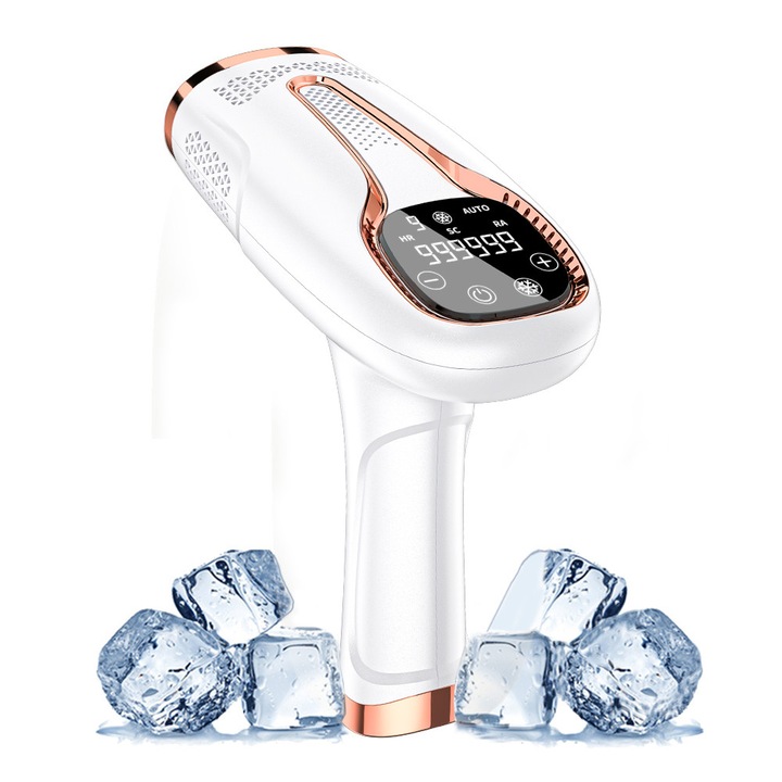 Depilator IPL pentru corp, fara durere, 1.000.000 impulsuri, functie de racire, set complet