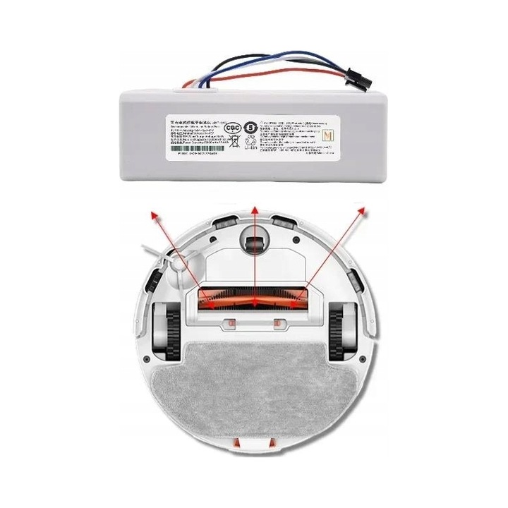 Li-Ion батерия за Xiaomi Mi Robot Vacuum Mop 1C Mijia, 14.4V, 5000mAh, 72x37x37mm, бял