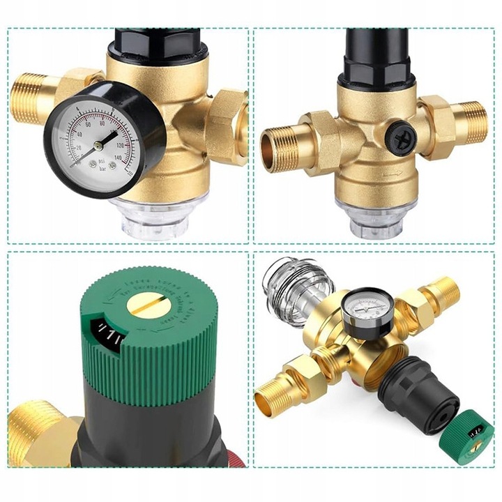 Reductor de presiune apa cu manometru si filtru, 1"/3/4", 180x100x111mm, mosit, set complet