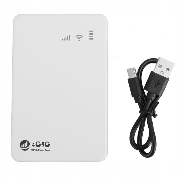 Router mobil 4G LTE, 300Mbps, 10000mAh, alb, dimensiuni 10,5x6,8x2,2cm, suporta 10 dispozitive