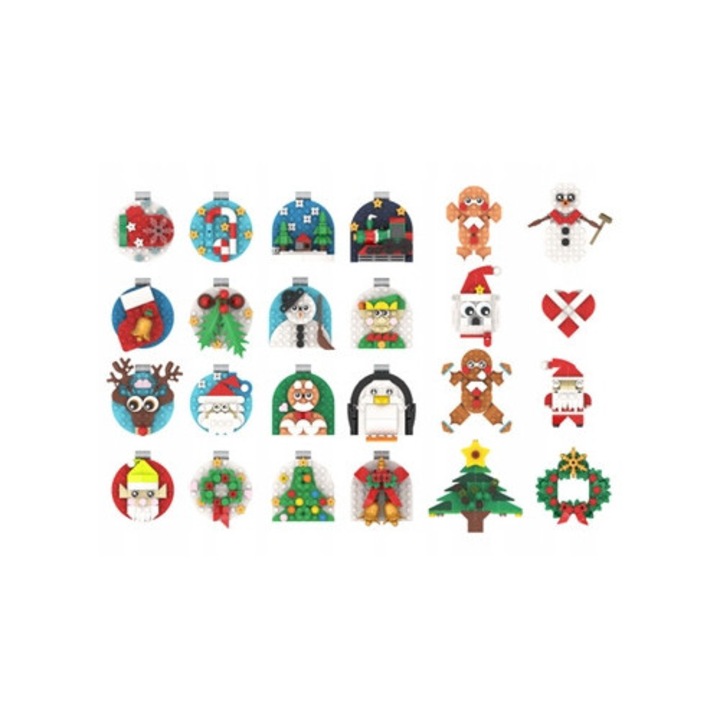 Magneti decorativi set, ornamente de Craciun, Mos Nicolae, 2 in 1, multicolor