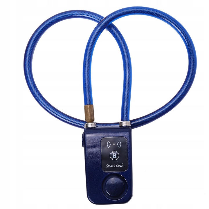 Blocatie antifurt pentru bicicleta, control aplicatie Bluetooth, alarme 105 dB, albastru, 80x1cm, set
