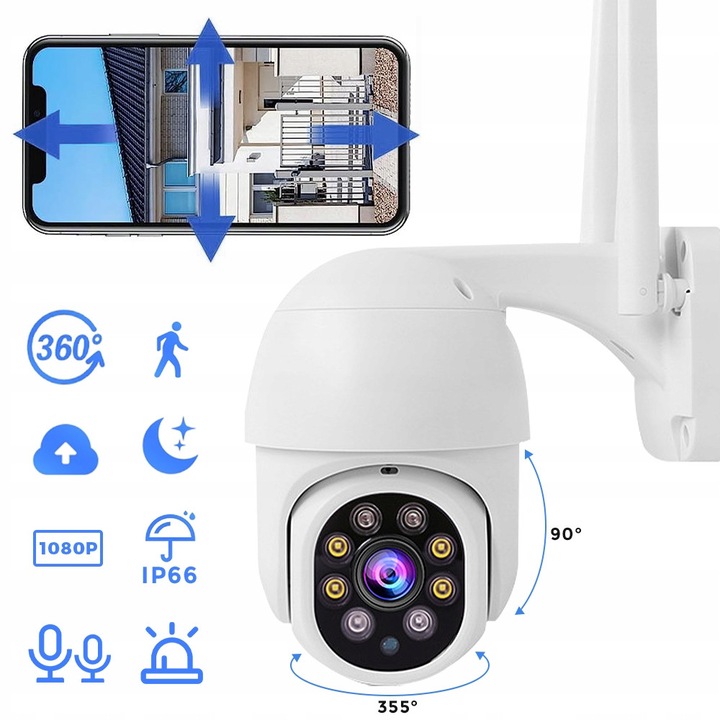 WiFi камера за наблюдение 2MP 4K HD 1080P с нощно виждане, комплект за дома