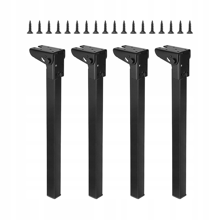 Комплект от 4 метални крака за маса, 50 см, черни, за бюро или кафе