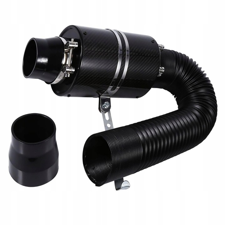Filtru sportiv conic cu carcasa din carbon, diametru 76mm, set complet pentru sistem de admisie auto