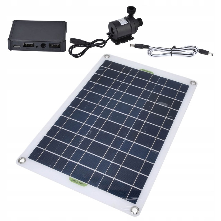 Set pompa solara de apa 50W, 800L/h, 12V, dimensiuni panou 42x28cm, dimensiuni pompa 7,7x6,5x4,2cm