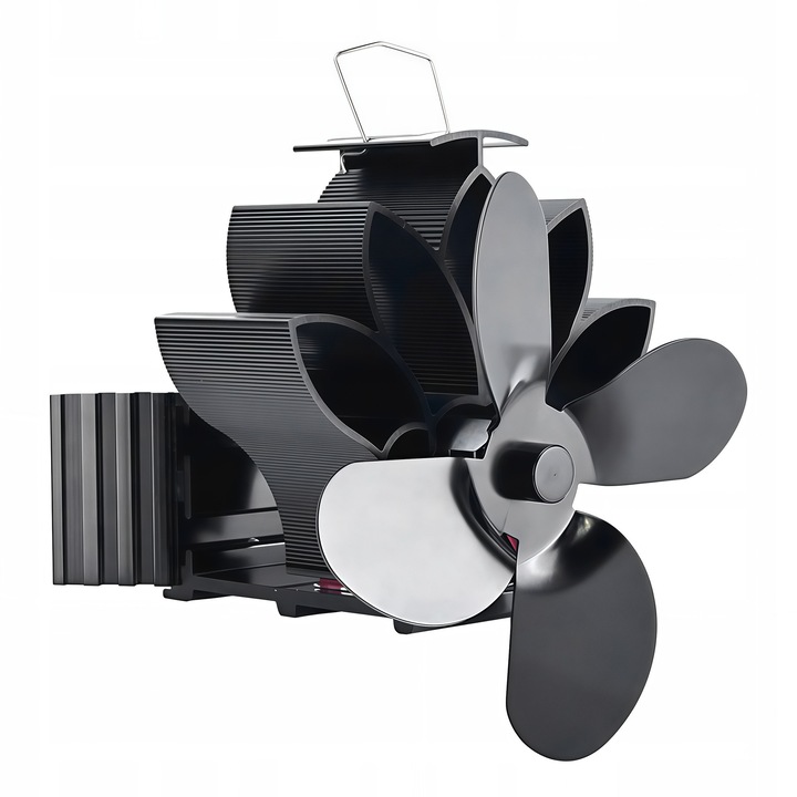 Ventilator pentru soba, 4 palete, 164x156x129.8mm, aluminiu, culoare argintie, set 1 buc.