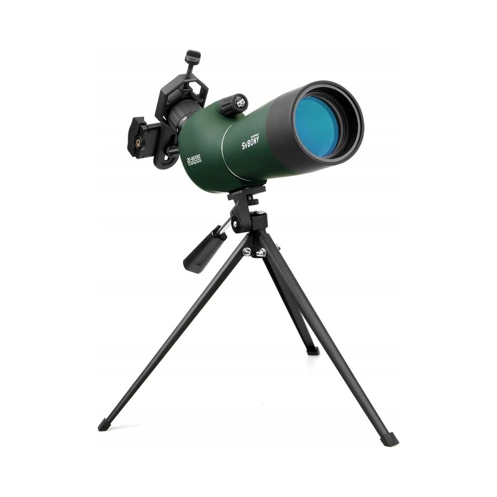 Luneta Svbony SV28 20-60x60, prizma BAK4, verde militar, cu stativ si adaptor telefon