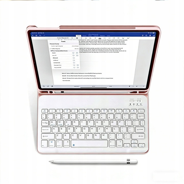 Etui cu tastatura Bluetooth pentru tableta, roz, 10.9 inch, set complet
