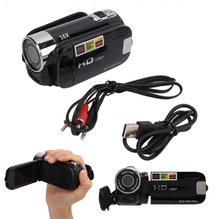 Camera video digitala 2,7" LCD, 16x zoom, 1080P, set complet