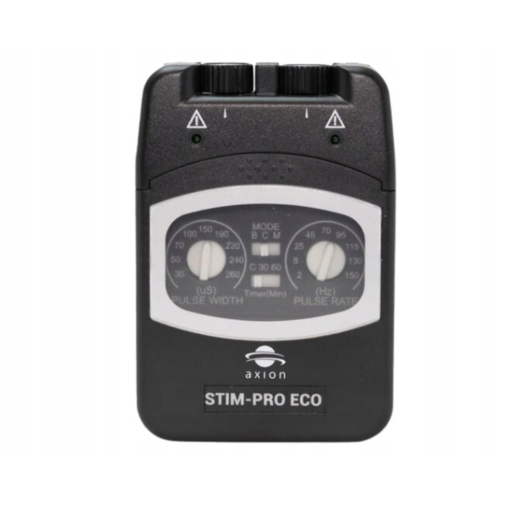 Electrostimulator TENS Stim-Pro ECO, 2 canale, 4 electrozi autocolanti 5x5 cm, dimensiuni 9,5x6,5x2,35 cm, utilizare acasa