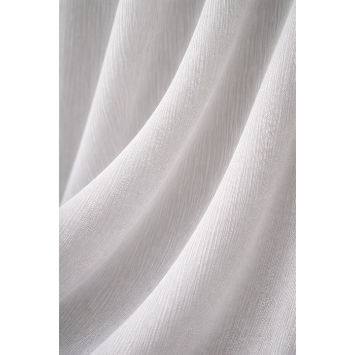 Завеса от саблен плат, вертикална текстура, сребриста, изработена на перделък, 350 x 270 см