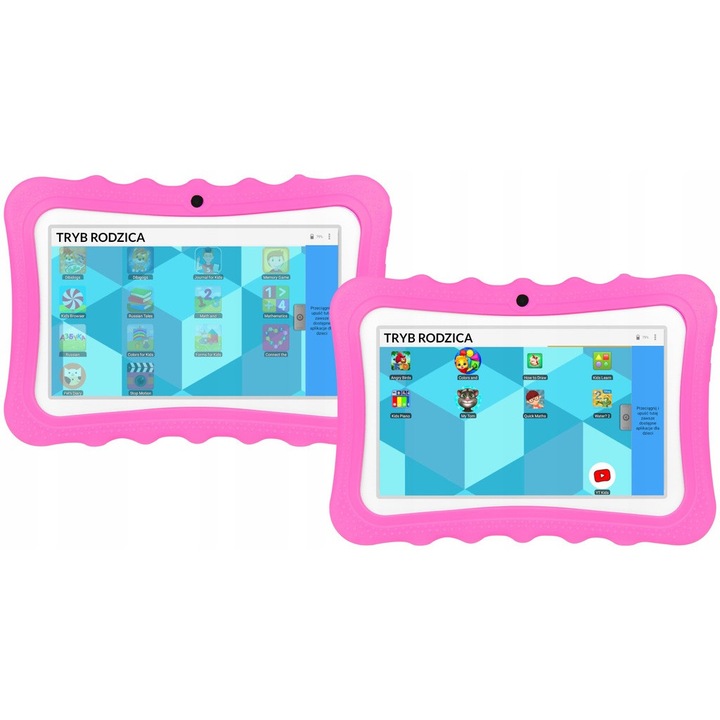 Tableta pentru copii 7", Kidstab, roz, 8GB, set cu etui si aplicatii educationale