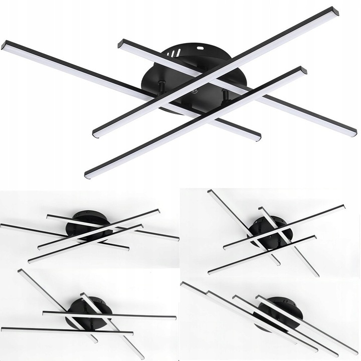 Plafoniera LED Homkel Modena 4000K 70cm negru, 34W, lampa suspendata ajustabila, set montaj inclus