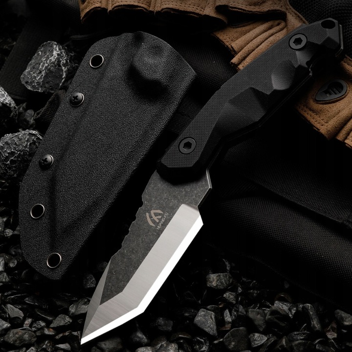 Cutit tactic de supravietuire G10 cu maner, cutit ascutit cu lama fixa, drept