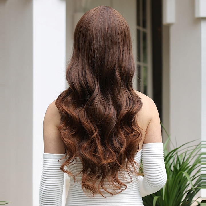 Peruca Dama NCDSHAIR, Gradient Brazil, 66cm, par natural, cu breton, set peruca si caciula