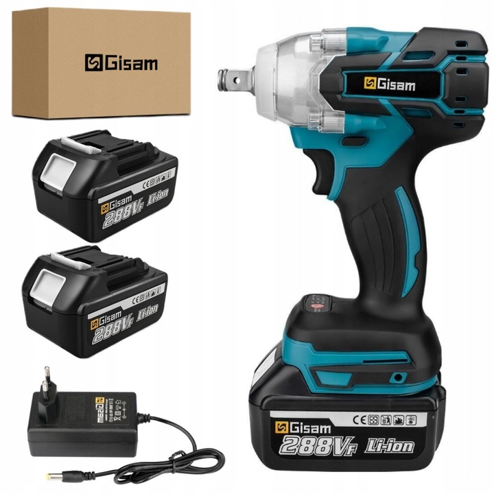 Cheie de impact fara perii Gisam, 18V, 280Nm, albastru si negru, fara baterie