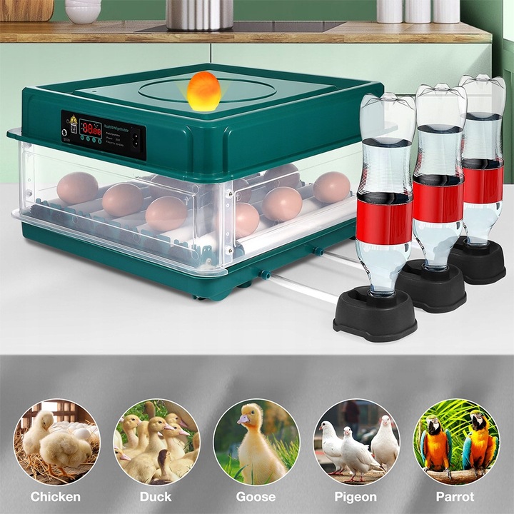 Inkubator automat pentru oua, 36-48 oua, verde, 40x38x16.5cm