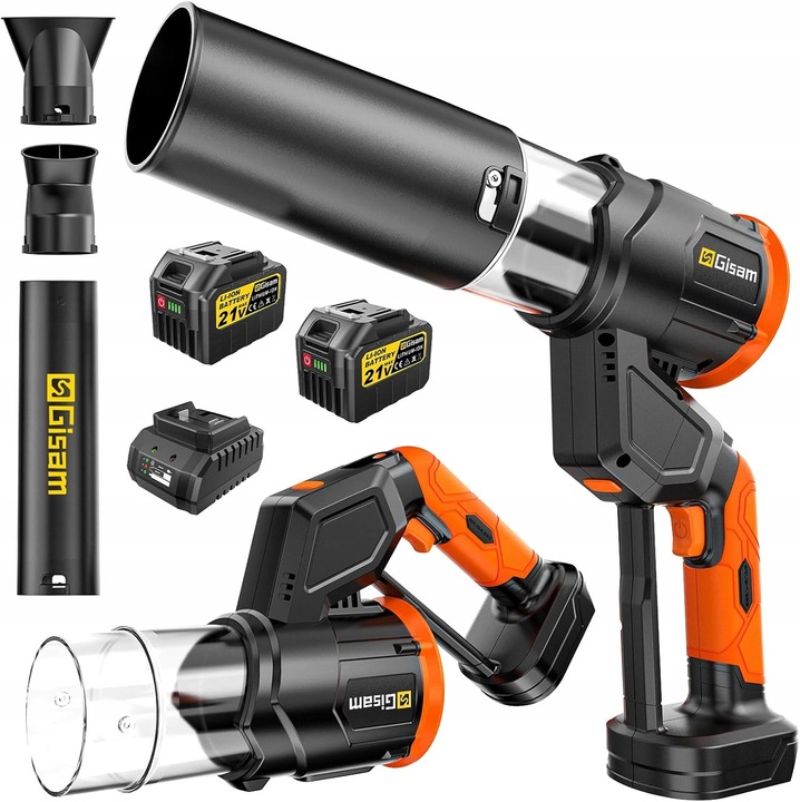 Dmucha acumulator cu 2 baterii 21V, Gisam, compacta, mobila, pentru frunze, multicolor