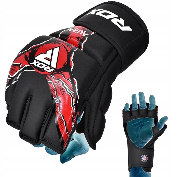 RDX GRAPPLING GLOVES NEW AURA F17 sportkesztyű, fekete-piros, M méret