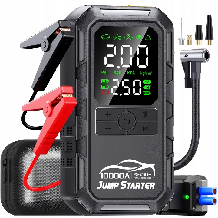 Redresor auto, Zosudull, 10000A ,cu compresor 180PSI, 2 porturi USB, 10000mAh, multicolor