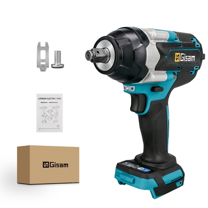 Cheie impact actionata cu acumulator Gisam 20V, 1/2'', cu acumulator suplimentar, 12.7mm