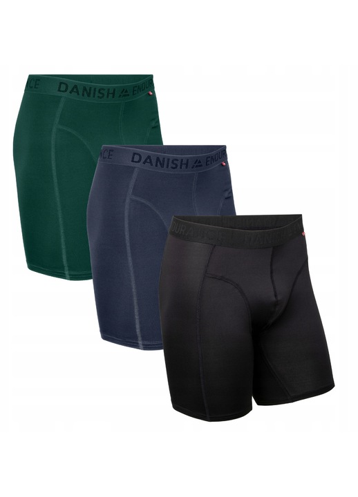 Danish Endurance férfi sportboxer, 3 darabos csomag, hosszú szárú, pamut, XL INTL