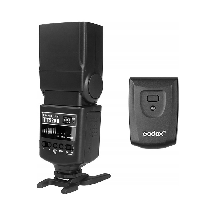 Godox TT520 vaku, 33-as kulcsszám, vezeték nélküli vezérlés, fekete, 19x7,7x5,5cm, AT-16 adóval szettben