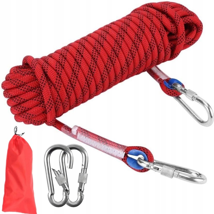 30m 12mm-es mászókötél, 2 karabiner, kopásálló, szett
