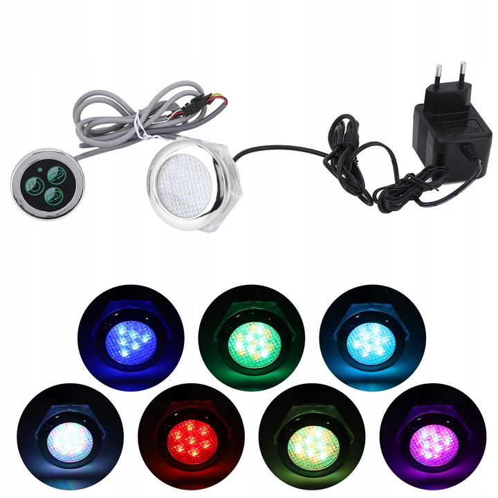 Lumina subacvatica LED, 12V, 9W, multicolor, cu adaptor si controler, pentru piscina