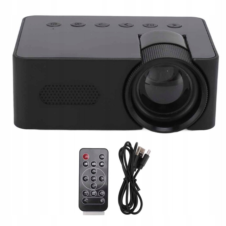 Mini proiector portabil HD 1080P, 4ohm 2W, dimensiuni 14-100 inch, alb