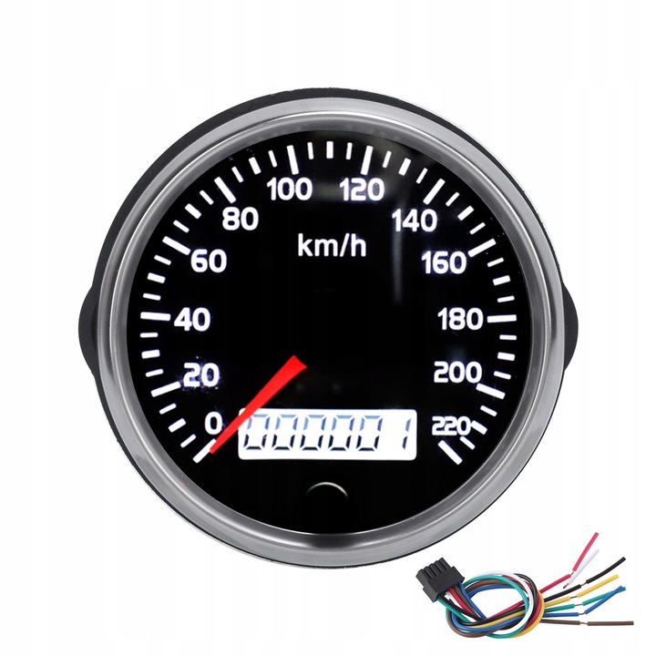 Vitezometru 12V/24V 220km/h LCD 85mm, iluminare rosie sau alba, set complet