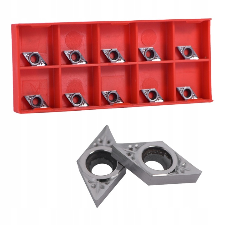 10 db keményfém lapka CNC-hez, DCGT070204-AK, ezüst, 12.7x7mm