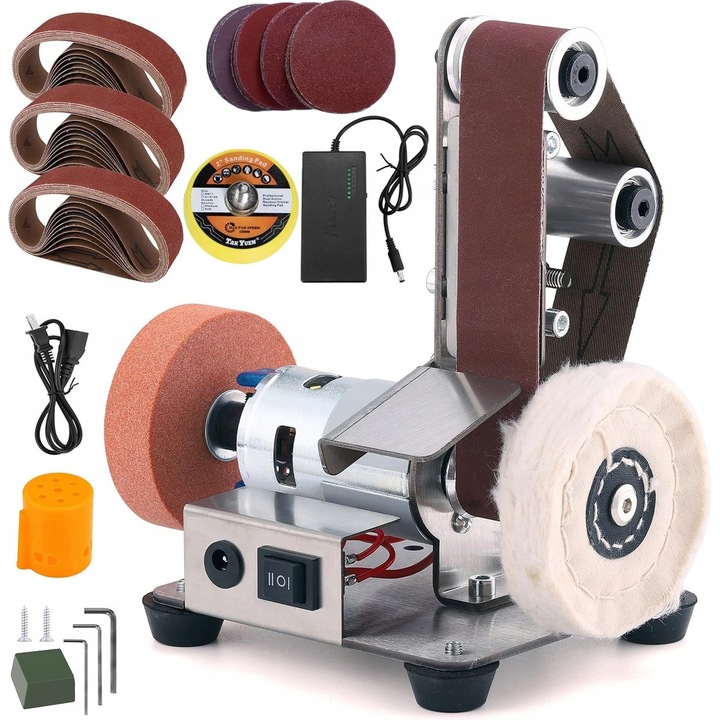 Mini slefuitor electric Blissthrill, 7 viteze, 30 benzi abrazive, 330x30mm, inox