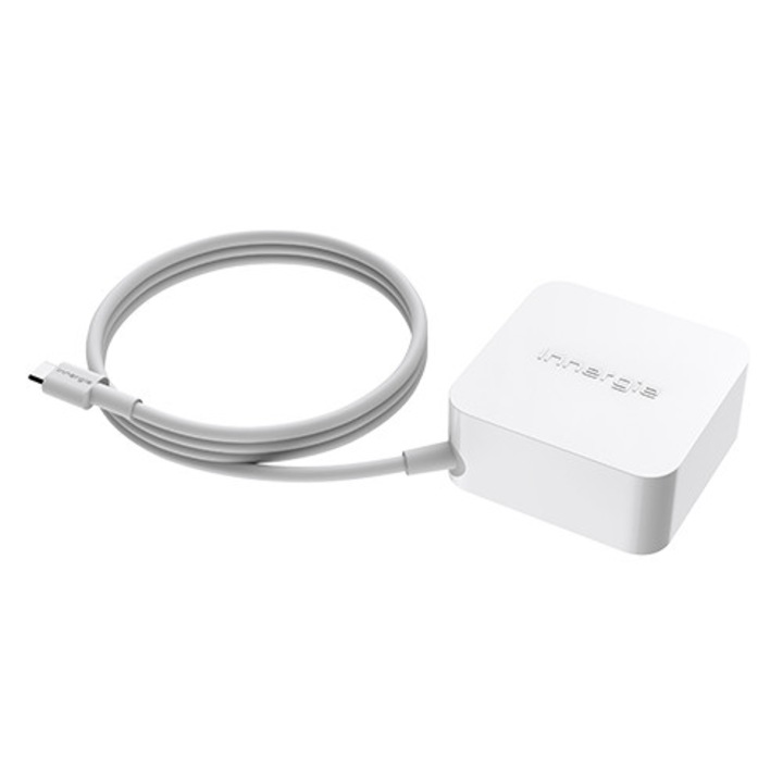 Incarcator laptop Innergie 65W, USB-C, cablu integrat, alb