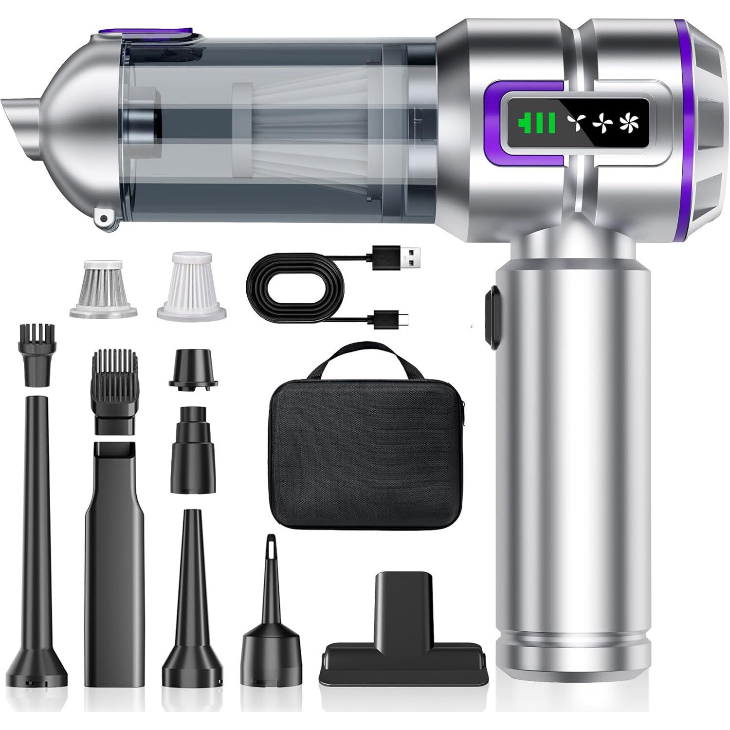 Aspirator fara fir Oricean, 16kPa, 3 viteze, LCD, argintiu