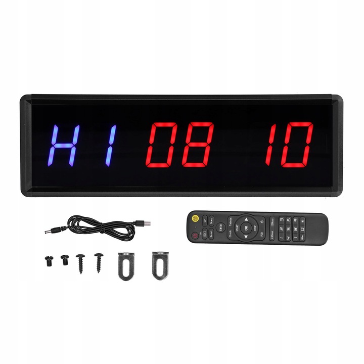 Ceas interval LED, 27x8,8x3cm, functii multiple, negru
