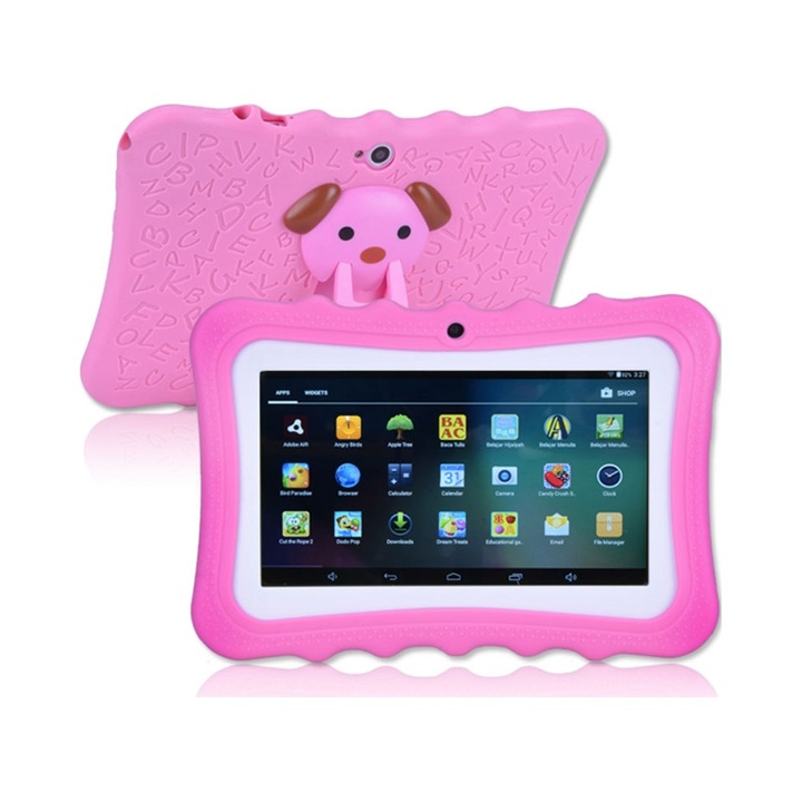 Tablet educational 7", roz, 2GB RAM, 16GB, set cu husa si acces la aplicatii pentru copii