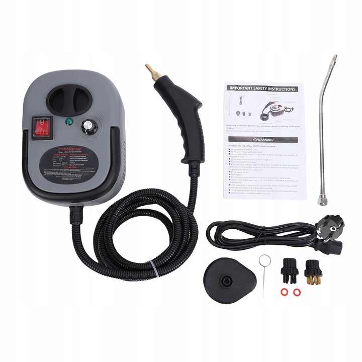 Aspirator cu aburi 2500W, 1200ml, gri, pentru curatarea bucatariei, set complet
