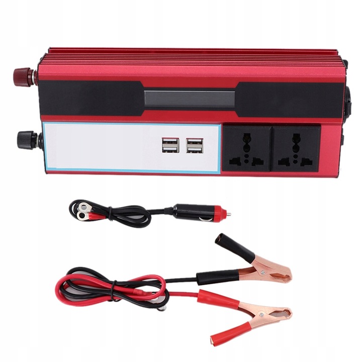 Autó inverter 4000W, ÚJ, piros, 12V-220V, tápkábelekkel szettben