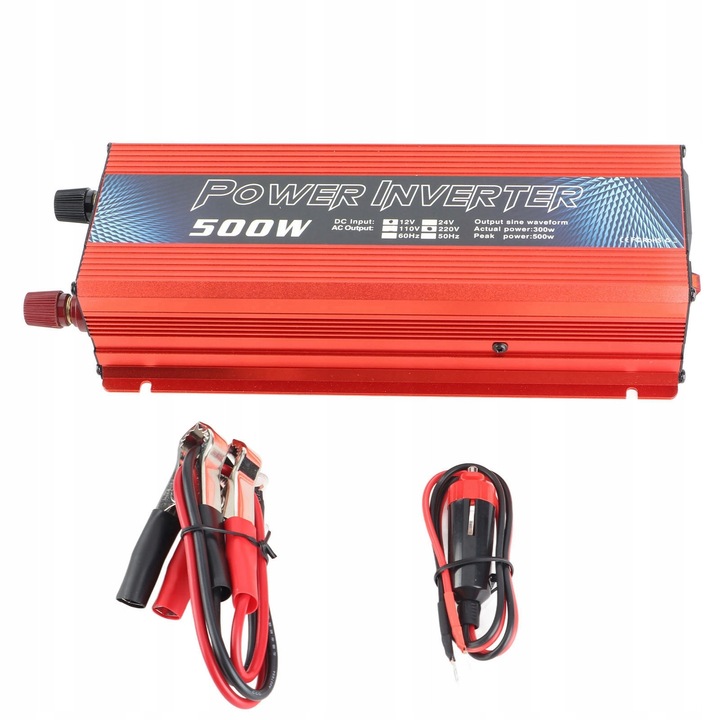 Inverter auto 12V-230V 500W, 3000W putere, 1 priza AC, 1 port USB, racire silentioasa