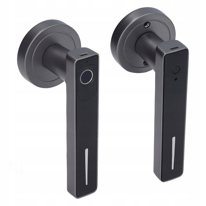 Zavor electronic cu amprenta, set cu 2 clante, 50 amprente, material zinc + ABS, 30-60mm