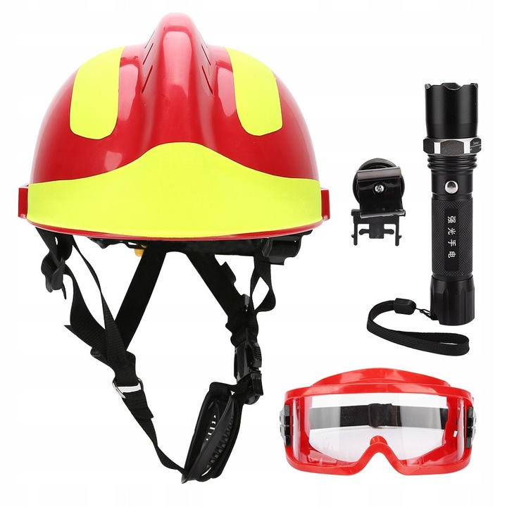 Casca de protectie pentru salvare, cu ochelari si lanterna, 53-63cm, multicolor