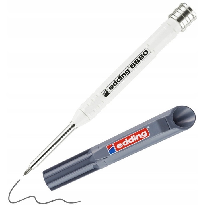 Creion de constructie Edding e-8880, grafit, 42x5,5mm, cu husa si ascutitoare integrata, set de 5 bucati