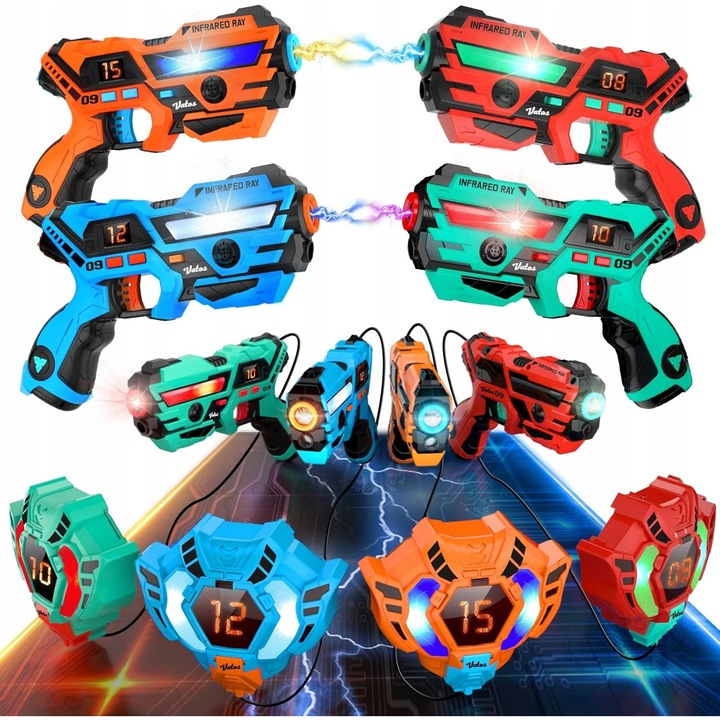 Pistol laser, VATOS, set 4, paintball, laser tag, multicolor