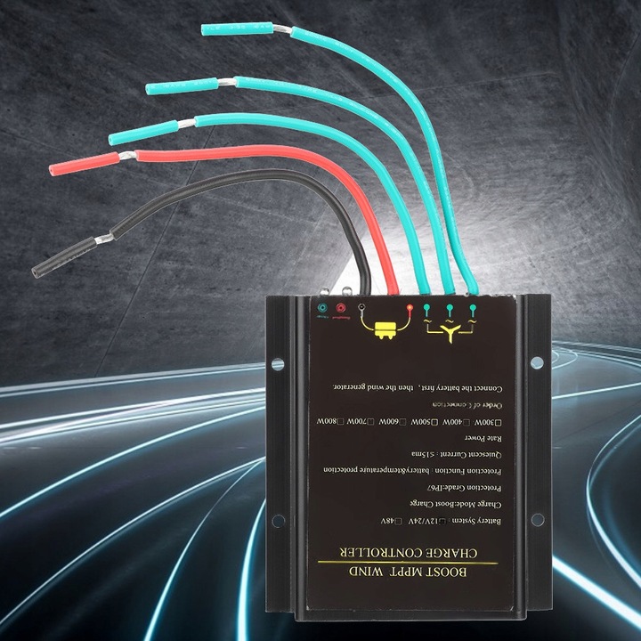 Controler de incarcare pentru turbine eoliene 48V, IP67, 9,3x8,4x2cm, set cu instructiuni