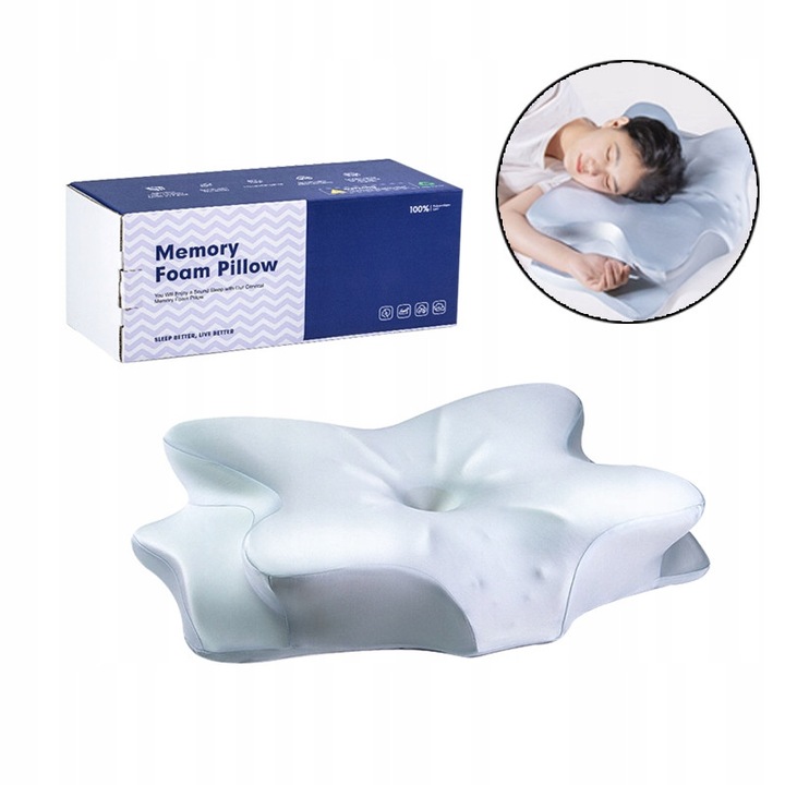 Perna ortopedica profilata din spuma memory, 63x13.8x42.5 cm, gri