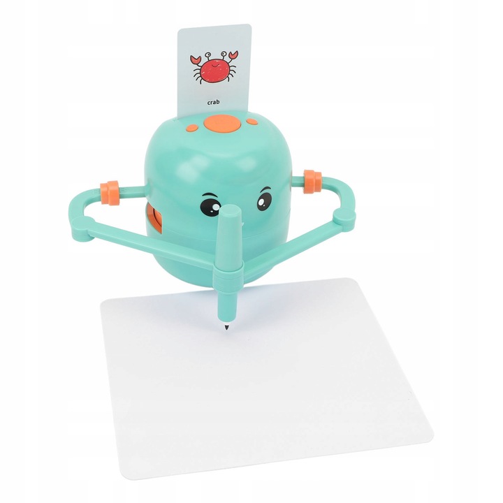 Interaktív rajzoló robot gyerekeknek, 100x rajz, 14x marker, zöld